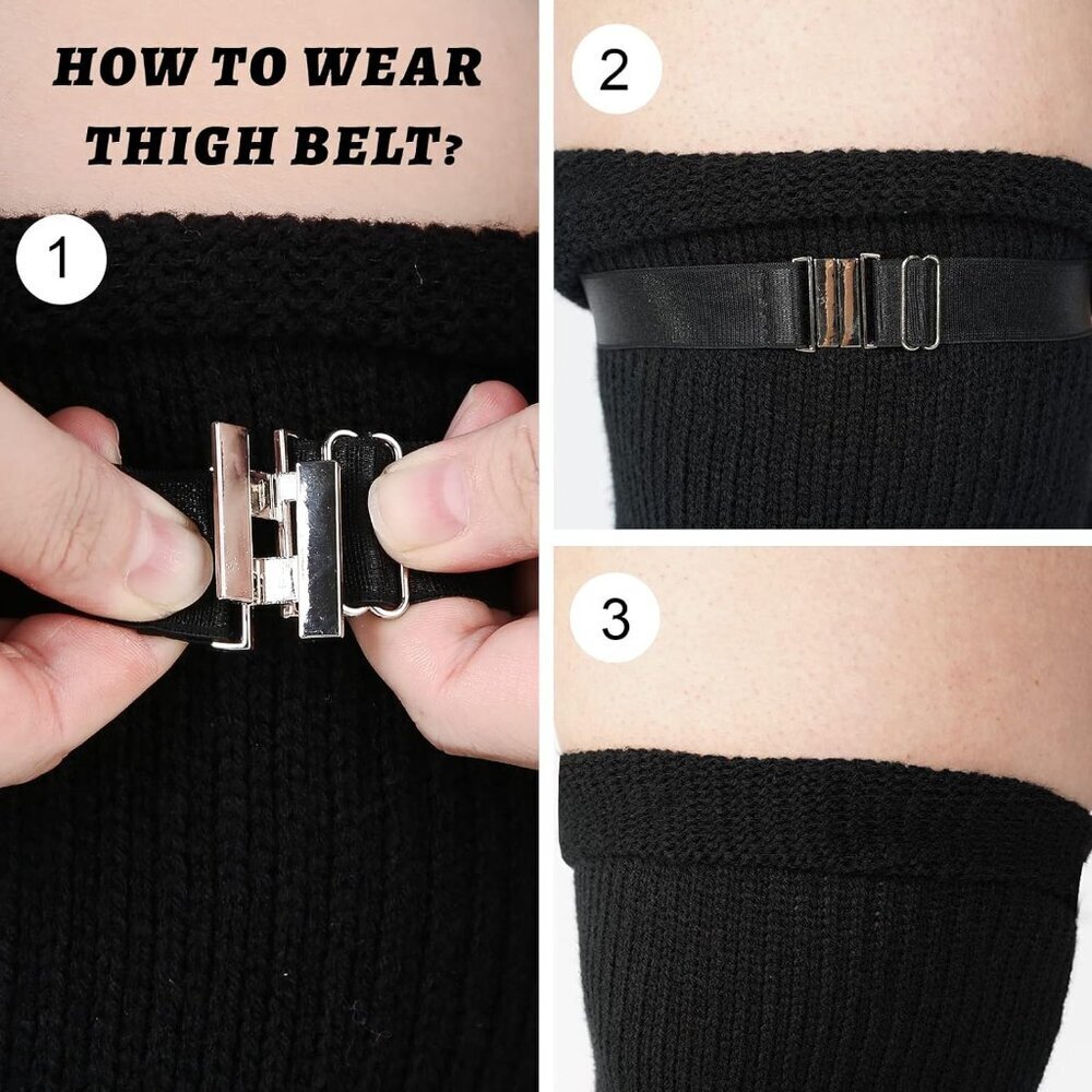 Plus Size Womens Thigh High Socks for Thick Thighs- Extra Long & Thick Over the - Picture 3 of 6